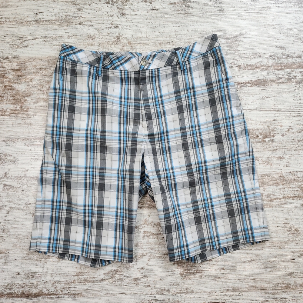Men's Plaid Shorts  Ashworth Blue Gray Size 32